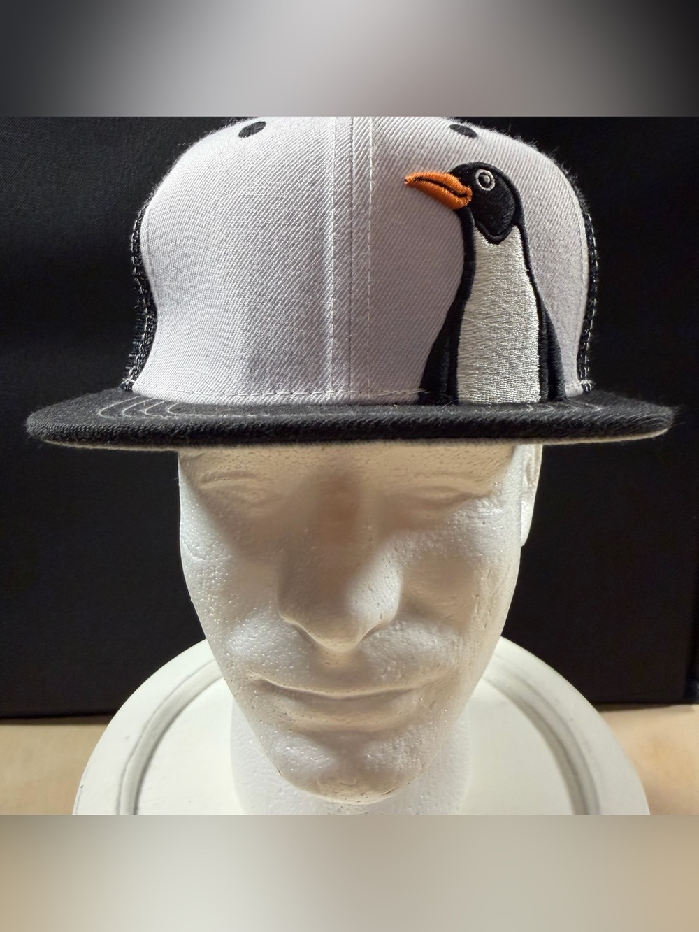 Aksels Kids Penguin Flatbill SnapBack Hat Black & White, Penquin On Hat